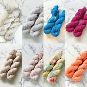 Colorful Skeins of Mythica Fibers Hand Dyed Yarn